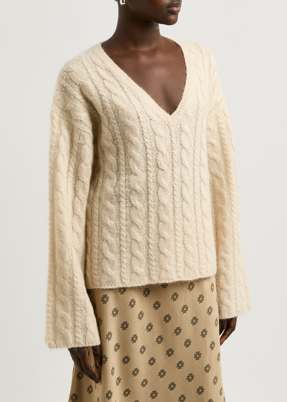 BY Malene Birger Cimone Cable-knit Wool-blend Jumper Sand
