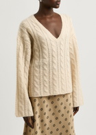 BY Malene Birger Cimone Cable-knit Wool-blend Jumper Sand