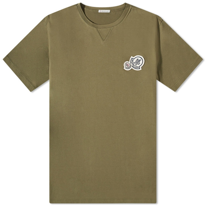 Photo: Moncler Men's Double Badge T-Shirt in Khaki