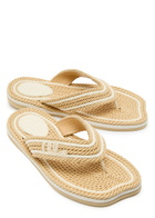 Chloe Chloé Sand Woven and Leather Flip Flops Beige