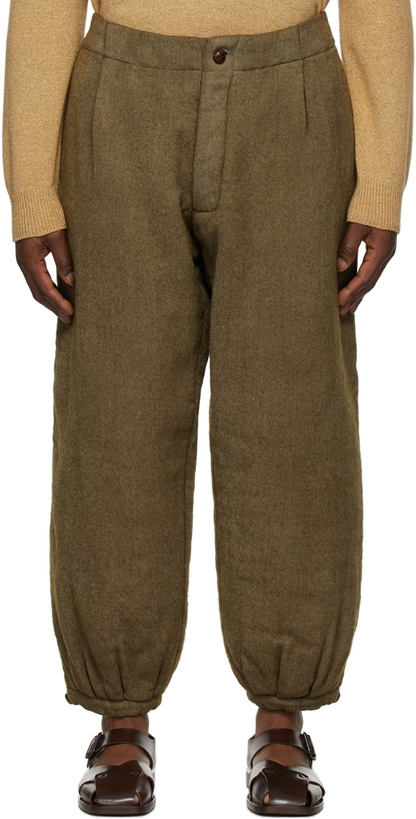 Photo: Maison Margiela Green Padded Wool Trousers