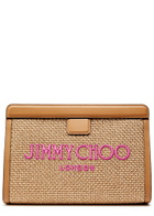 Jimmy Choo Avenue Logo Raffia Pouch - Gold - One Size