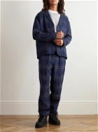YMC - Alva Straight-Leg Sashiko Cotton and Wool-Blend Drawstring Trousers - Blue