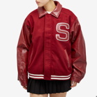 House Of Sunny Women's Vinyl Free Fallin Bomber Jacket in Blood Red
