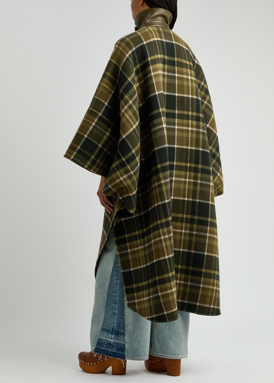 Chloe Checked Wool-blend Coat Green