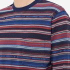 Beams Plus Men's Long Sleeve Indigo Native Stripe T-Shirt in Red