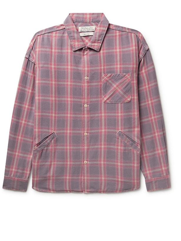 Photo: Remi Relief - Fringed Checked Cotton-Twill Shirt - Purple