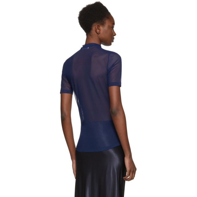 Nomia Navy Mesh Mock Neck T-Shirt