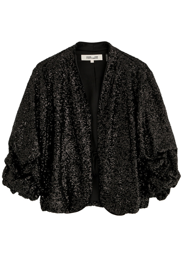 Photo: Diane Von Furstenberg Laredo Sequin-embellished Tulle Jacket Black