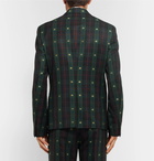 Gucci - Embroidered Checked Wool-Twill Blazer - Men - Green