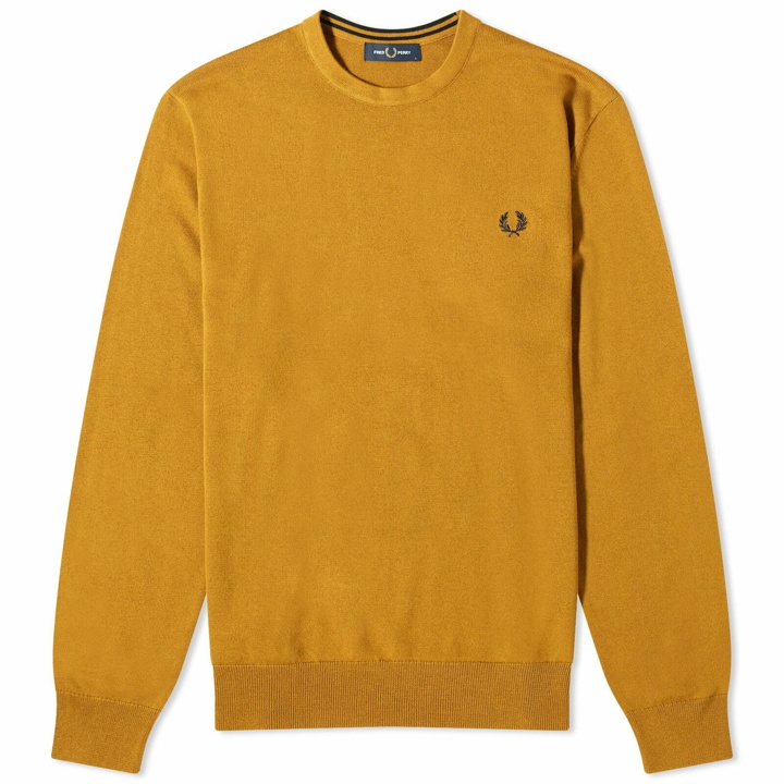 Photo: Fred Perry Men's Classic Crew Neck Knit in Dark Caramel