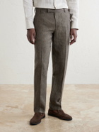 Sunspel - Straight-Leg Pleated Linen Suit Trousers - Brown