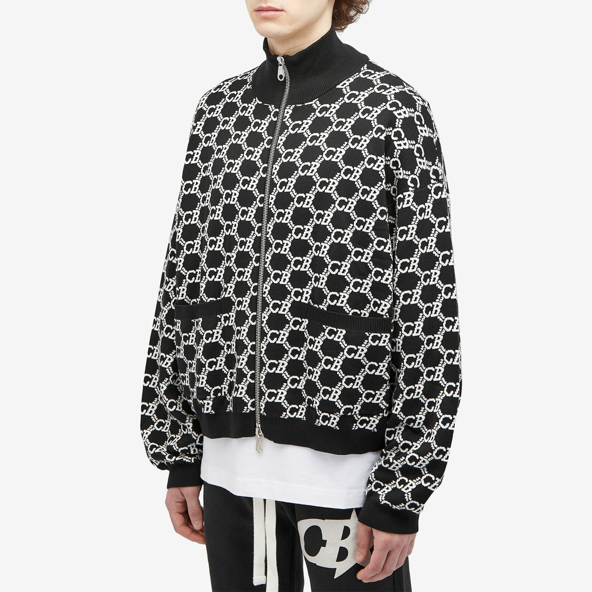 Cole Buxton Men's Monogram Track Jacket in Black/White Cole