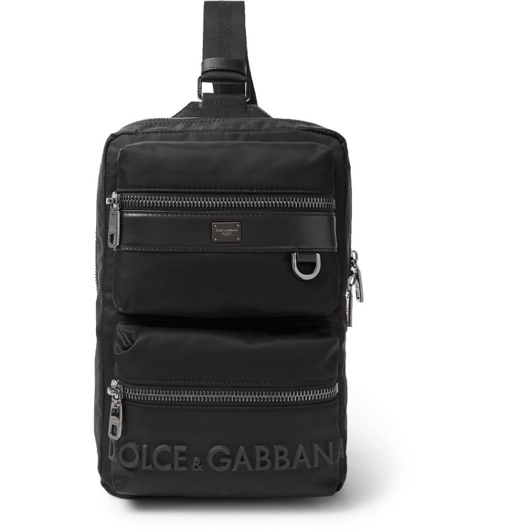Photo: Dolce & Gabbana - Convertible Logo-Detailed Leather-Trimmed Nylon Bag - Black