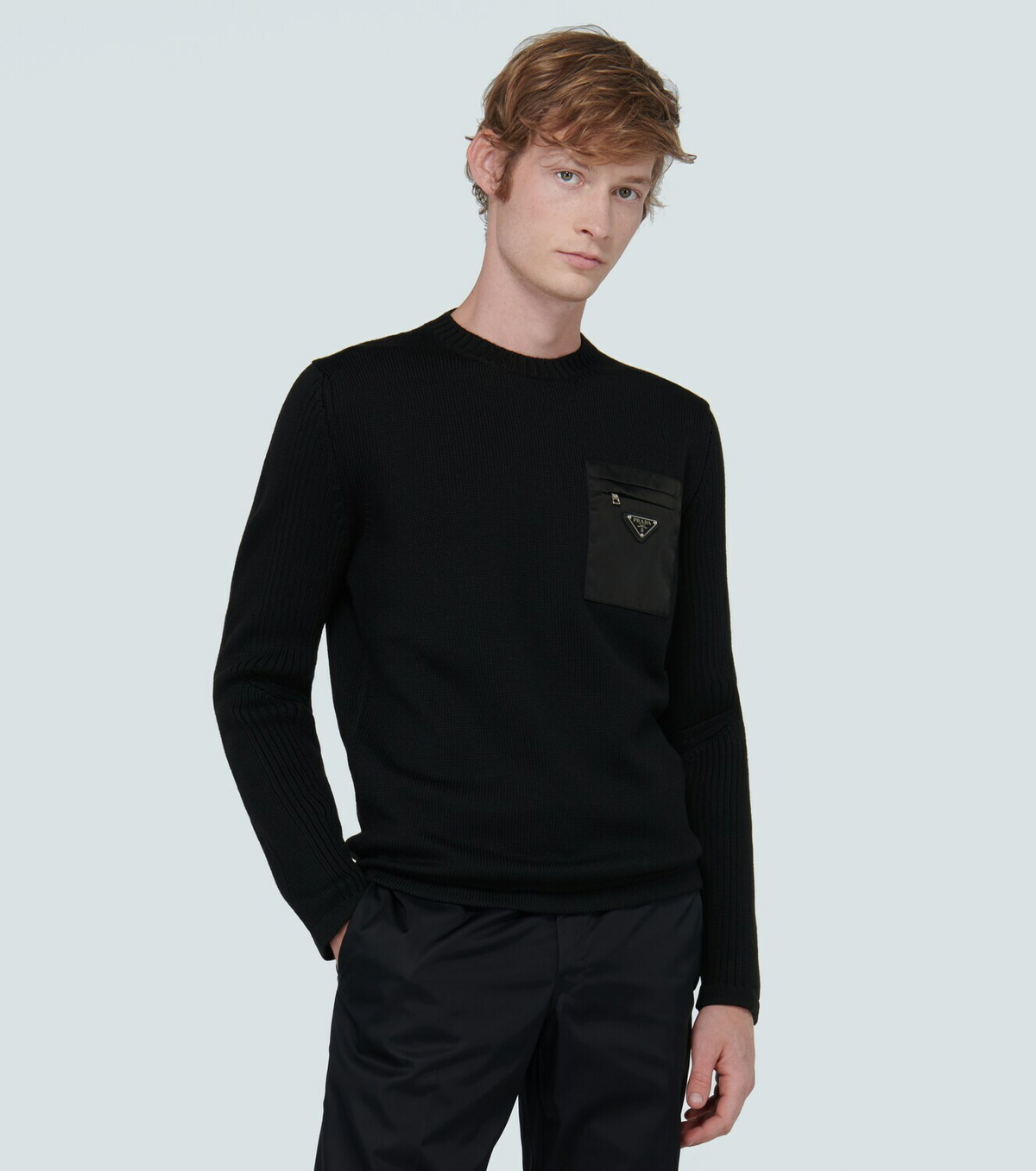 Prada Crewneck sweater with nylon pocket