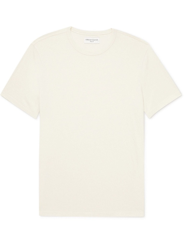 Photo: Officine Generale - Garment-Dyed Slub Cotton-Blend Jersey T-Shirt - Neutrals
