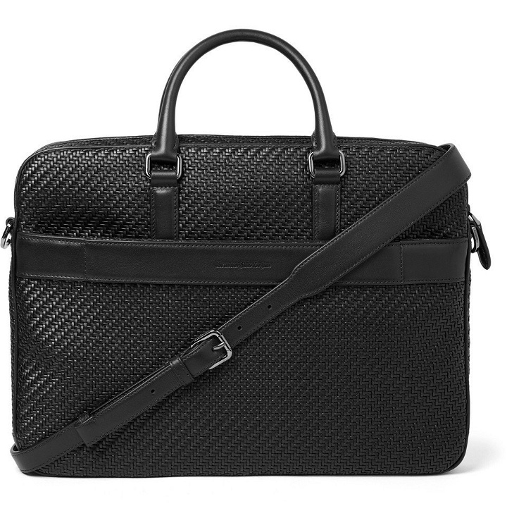 Photo: Ermenegildo Zegna - Pelle Tessuta Leather Briefcase - Black