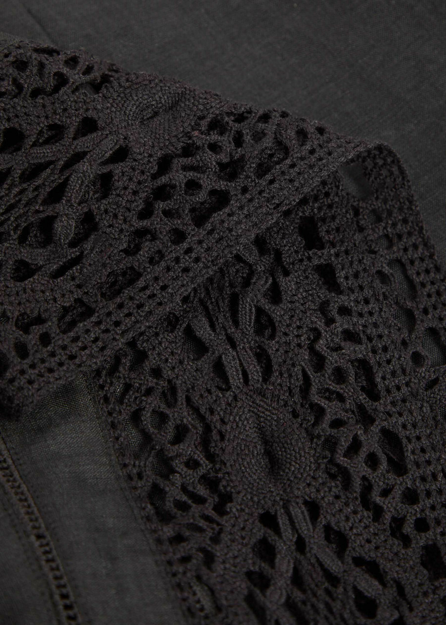 Frame The Heirloom Embroidered Ramie Mini Dress Black