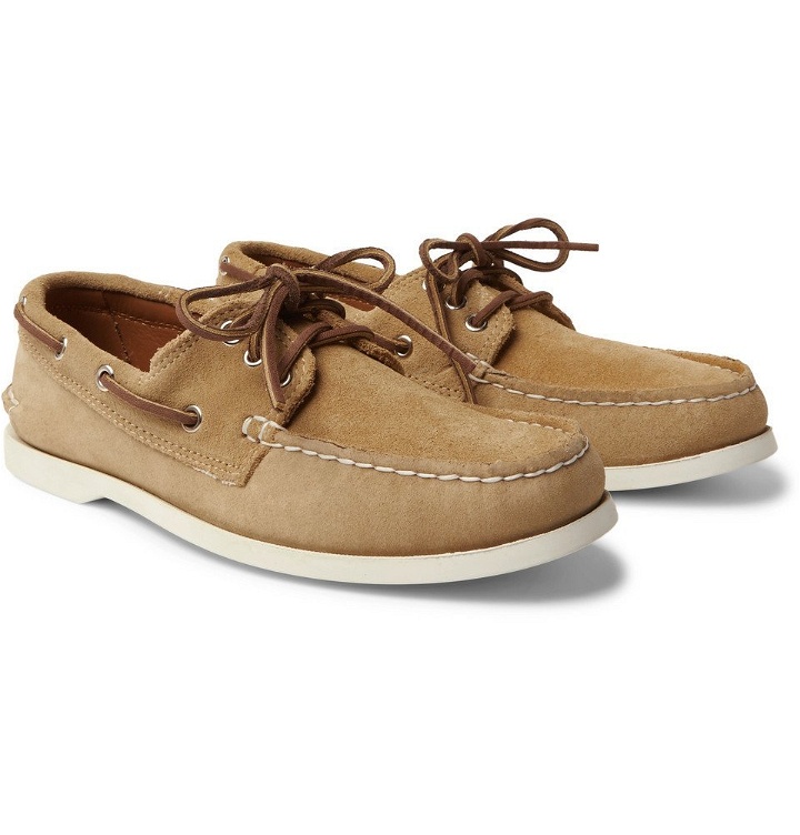 Photo: Quoddy - Downeast Suede Boat Shoes - Beige