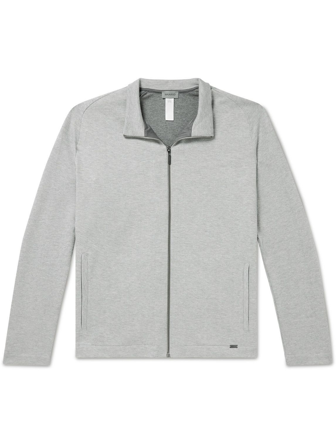 Photo: Hanro - Leo Ribbed Cotton-Jersey Zip-Up Sweatshirt - Gray
