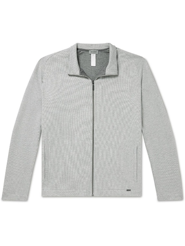 Photo: Hanro - Leo Ribbed Cotton-Jersey Zip-Up Sweatshirt - Gray