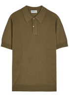 John Smedley Croall Ribbed Merino Wool Polo Shirt Dark Green