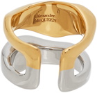 Alexander McQueen Silver & Gold Molt Stacked Ring