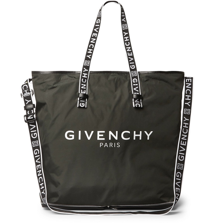 Photo: Givenchy - Packable Logo-Jacquard Leather-Trimmed Shell Tote - Black