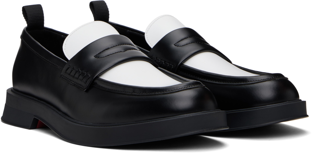 Hugo Black & White Faux-Leather Penny Loafers
