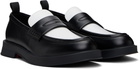Hugo Black & White Faux-Leather Penny Loafers