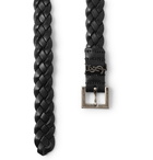 SAINT LAURENT - 2cm Black Woven Leather Belt - Black