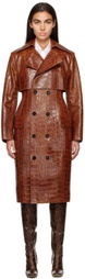 Bottega Veneta Tan Croc-Embossed Leather Coat