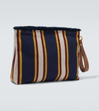 Gucci Large embroidered striped canvas pouch