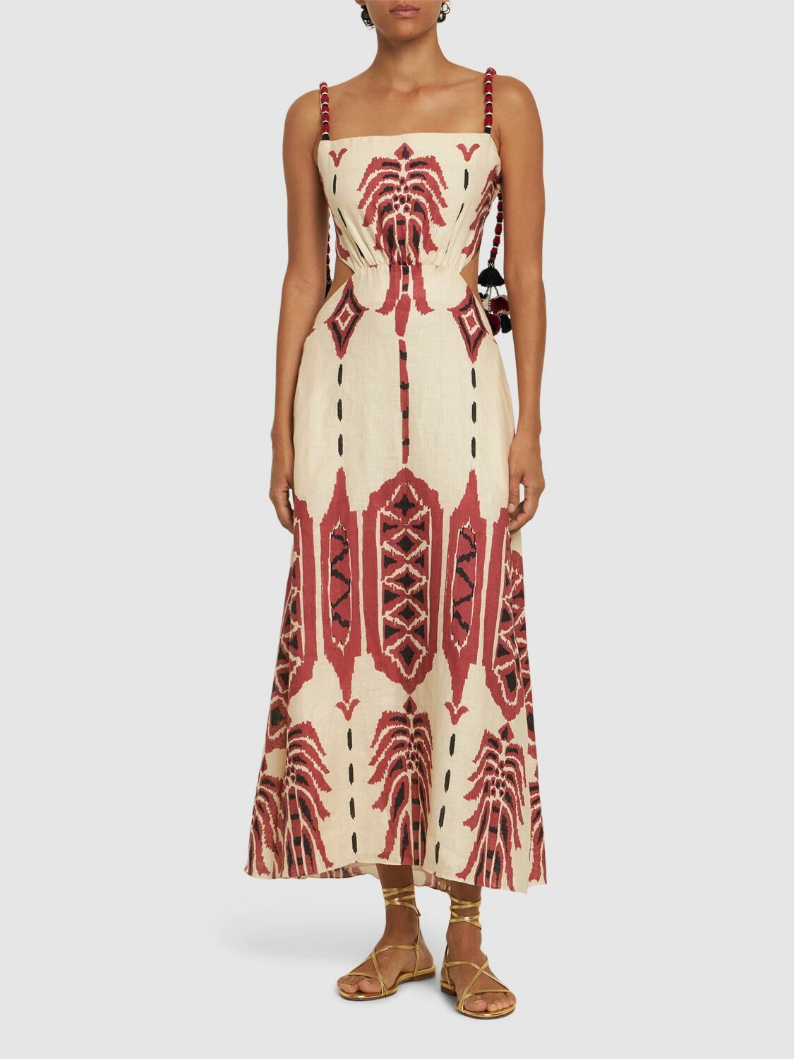 【Johanna Ortiz】プリントリネンミディドレス JOHANNA ORTIZ Palm Of Tiahuanaco Linen Midi Dress Johanna Ortiz