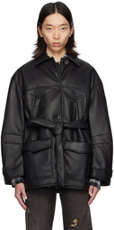 lesugiatelier Black Insulated Faux-Leather Jacket