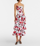 Carolina Herrera Floral tiered cotton-blend corset dress