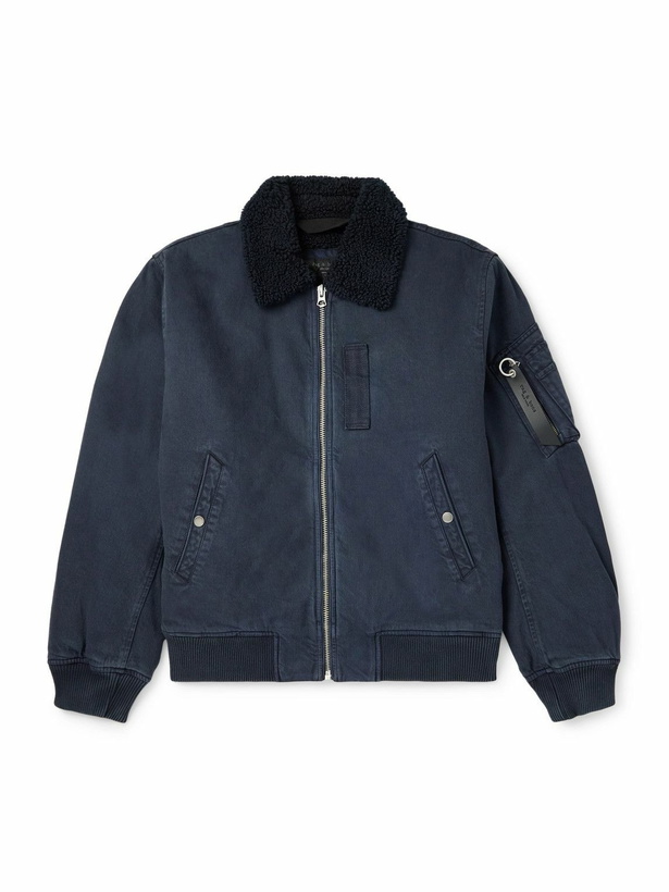 Photo: Rag & Bone - Fleece-Trimmed Denim Bomber Jacket - Gray