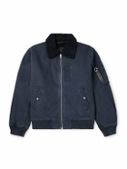 Rag & Bone - Fleece-Trimmed Denim Bomber Jacket - Gray