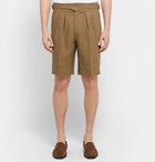 Rubinacci - Manny Pleated Linen Bermuda Shorts - Beige