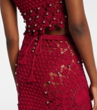 Rabanne Embellished crochet cotton midi skirt