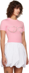 AREA Pink Crystal Bustier Cup T-Shirt