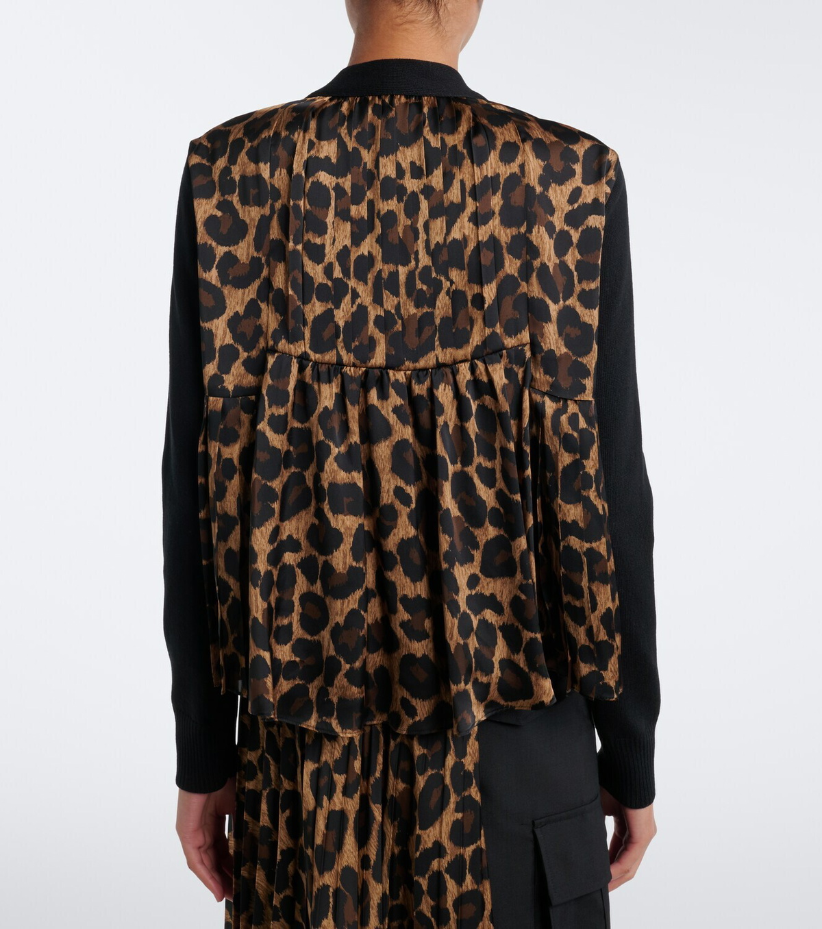 Sacai Paneled leopard-print cotton-blend cardigan