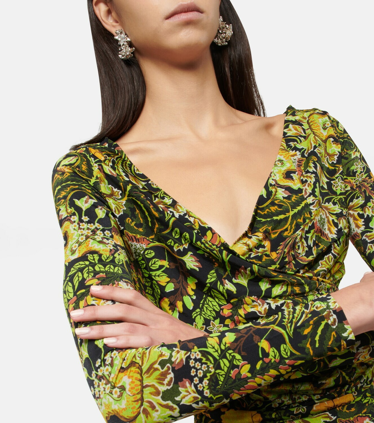 DRIES VAN NOTEN tapestry and frill vest top