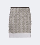 Jacques Wei Beaded leather-trimmed mesh miniskirt