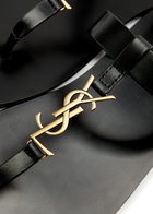 Saint Laurent Pepe 05 Leather Flip Flops Black