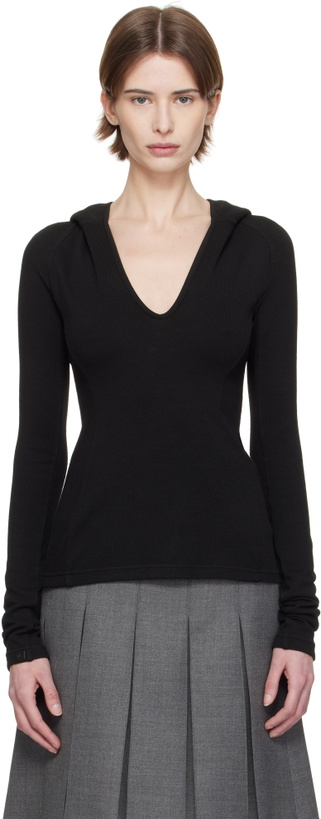 Photo: Fax Copy Express Black V-Neck Hoodie