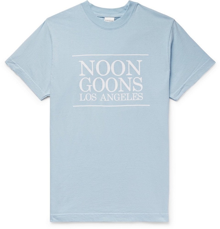 Photo: Noon Goons - Logo-Print Cotton-Jersey T-Shirt - Men - Light blue