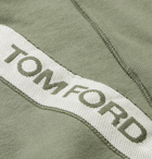 TOM FORD - Oversized Logo-Trimmed Garment-Dyed Loopback Cotton-Jersey Hoodie - Men - Green