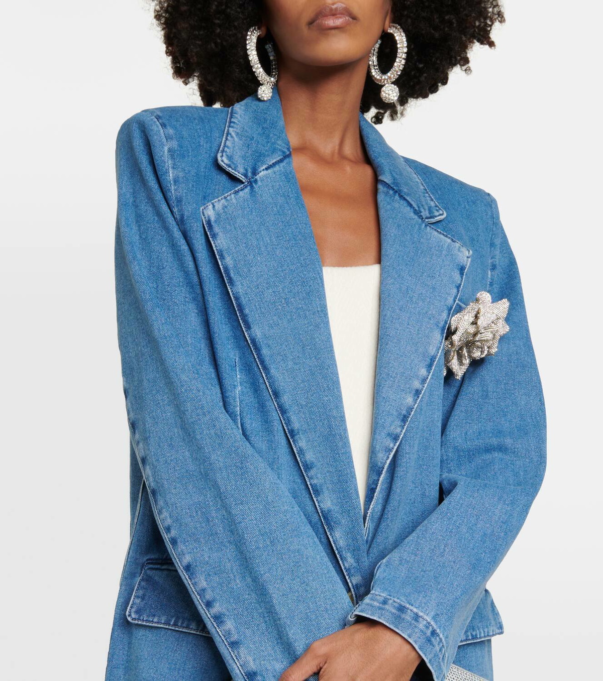Giuseppe di Morabito Floral-appliqué denim coat