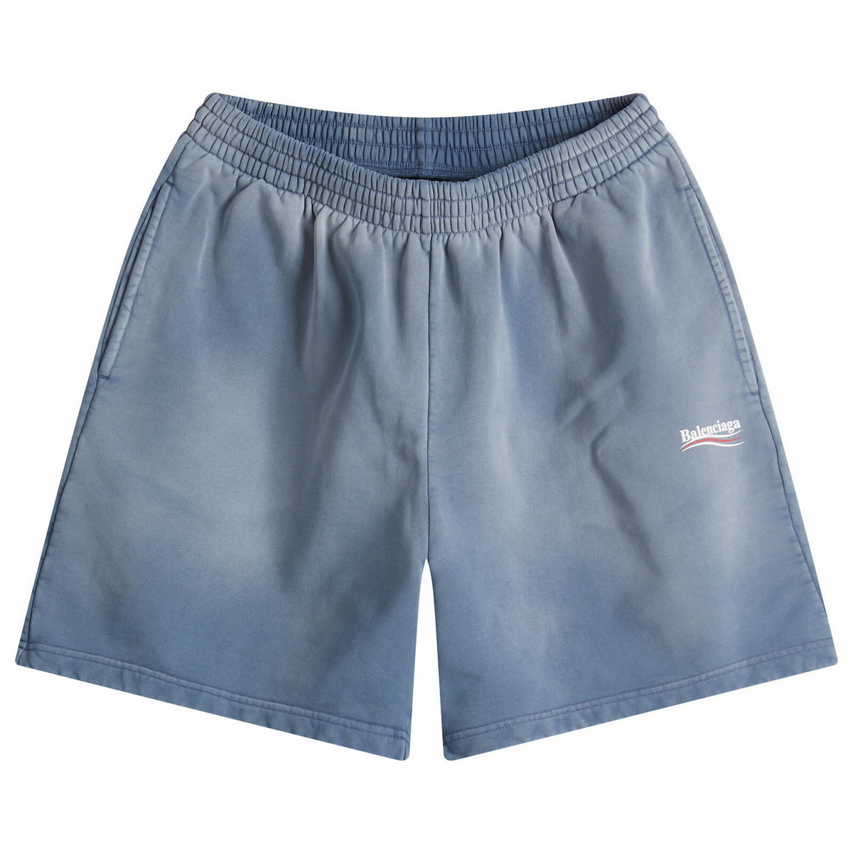 Balenciaga Men's Campaign Sweat Shorts in Faded Blue/White